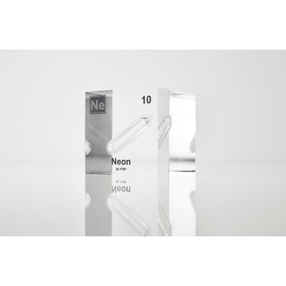 Engineered Labs Educational Neon Element Cube Display Clear Acrylic USA