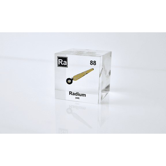 Engineered Labs Educational Radium Element Cube Display Clear Acrylic USA