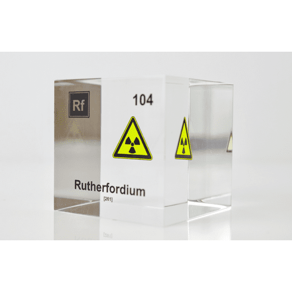 Engineered Labs Educational Rutherfordium Cube Element Display Clear Acrylic USA