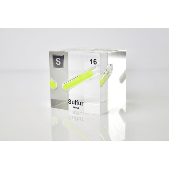 Engineered Labs Educational Sulfur Element Cube Display Clear Acrylic USA