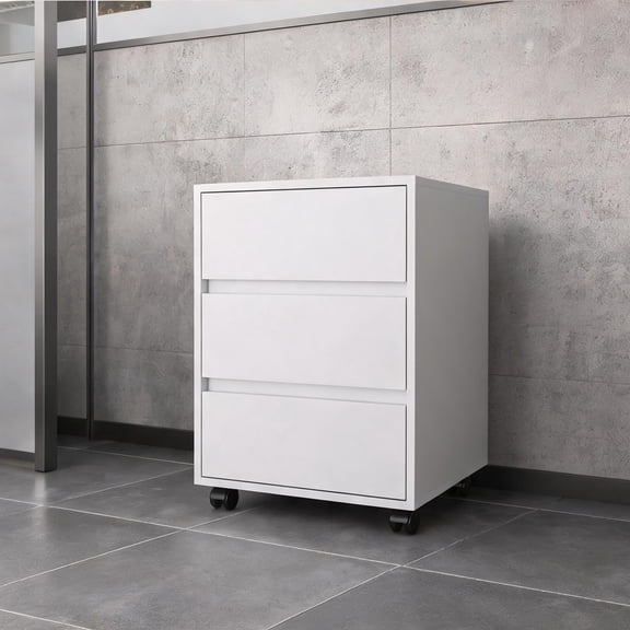Engineered Particle Board Classic Modern 4-Drawer Rolling Filing Cabinet with Locking Wheels Soft White