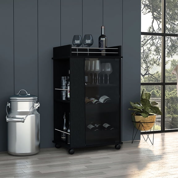Engineered Wood Bar Cart with Functional Surface / Prepare Drinks Efficiently