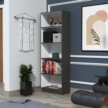 Engineered Wood Bookcase with 5+ Spaces / In Home Library or Lounge / Elegant and Functional