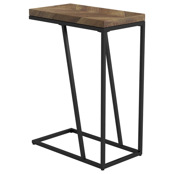 Engineered Wood C Shaped Accent Table - Rustic Finish Side Table