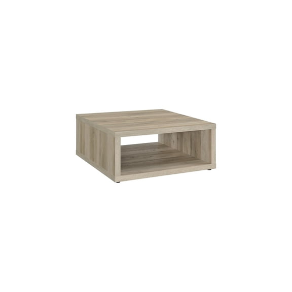 Engineered Wood Coffee Table - Distressed Pine Finish - Square Low Profile Design