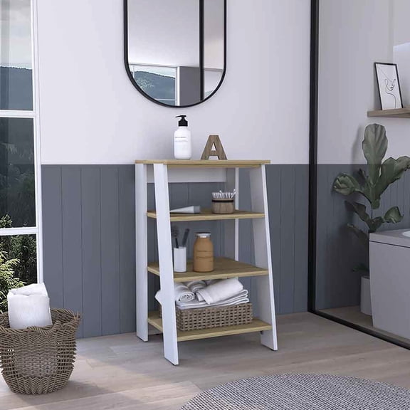 Engineered Wood Composition - Four Shelves for Kitchen Display - Kitchen Use - Easy to Put Together Cabinet