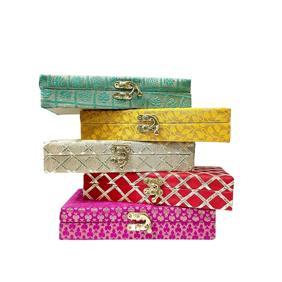 Engineered Wood Decorative Cash Box, Shagun, Jewellery, Money, Wedding Gift, 5Pcs Assorted Colour