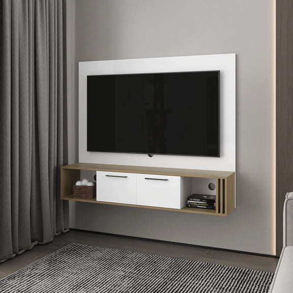 Engineered Wood Entertainment Center with Cable Management / Keep Cables in Order