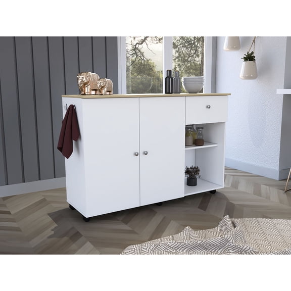 Engineered Wood - Long Narrow Countertop - Small Kitchen - Stable Kitchen Island Cart