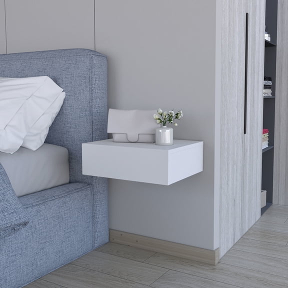 Engineered Wood Single Drawer Floating - Wall - Mounted Aesthetic Storage - Bedroom Setup - Quality Personal Storage