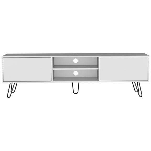 Engineered Wood TV Stand in White for 50 - 59 Inch TVs / Has Storage