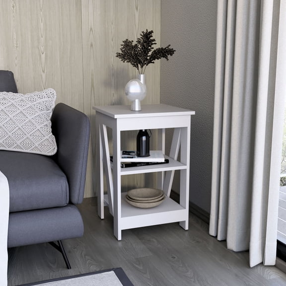 Engineered Wood Table | Used as Entrance or Hallway Table | Offers Ample Storage with 3 Open Shelves