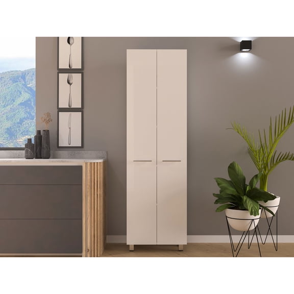 Engineered wood pantry cabinet | Works well in small to medium - sized spaces | Adds a touch of elegance to your pantry