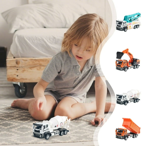 Engineering Alloy Vehicle Toy | Excavator Crane Bulldozer Concrete Mixer Tanker Model | Durable ABS | Realistic Design | Compact Size 16x6.5x5cm | Single Pack 1 Pc