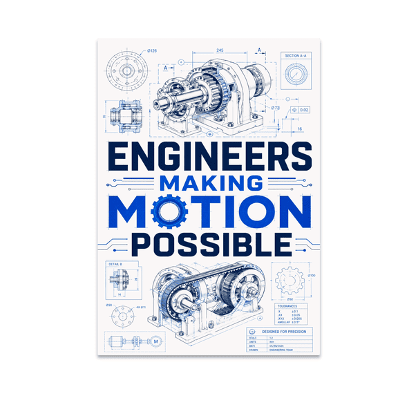 Engineering Blueprint Wall Art - Mechanical Engineering Enthusiast - 13x19 Poster Print