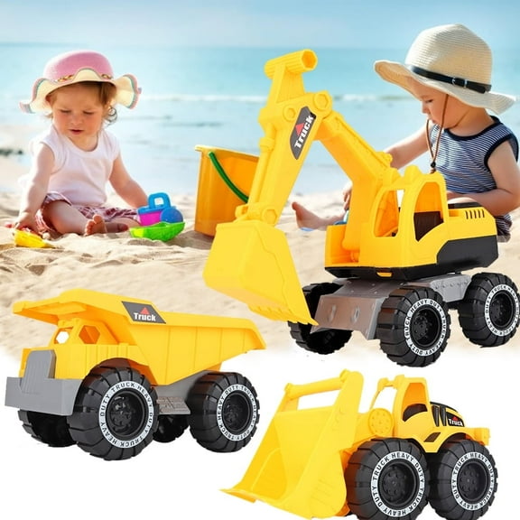 Engineering Construction Vehicle Set,3Pcs construction Play Car Toy,Outdoor Sandbox Car Toys for Kids Ages 2 & up,Dump Truck, Loader, Excavator,Best Birthday Gifts for Kid