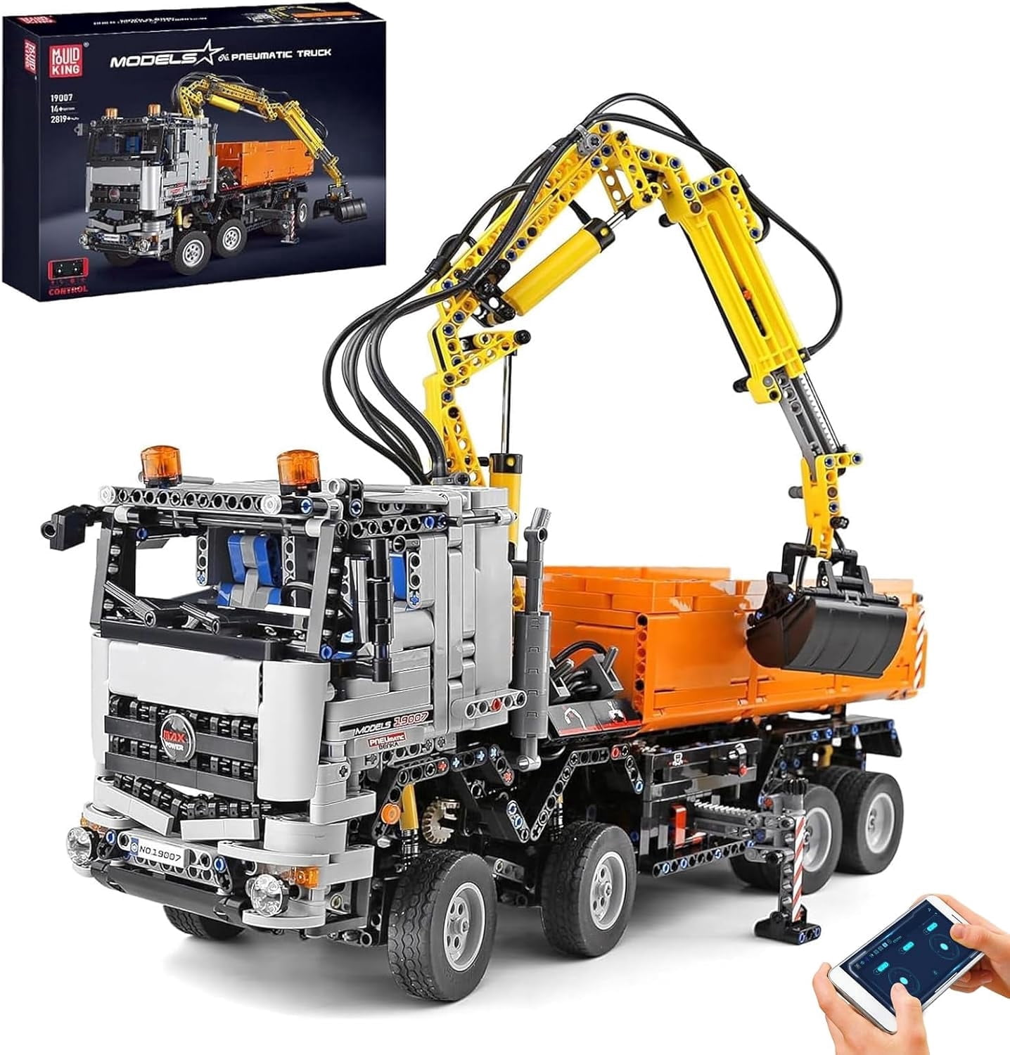 Engineering Crane Pneumatic Truck Building Blocks, Engineering Truck with Remote Control and Motors, 2819 Parts Large MOC Remote Control Car Clamp Blocks Bricks Toy