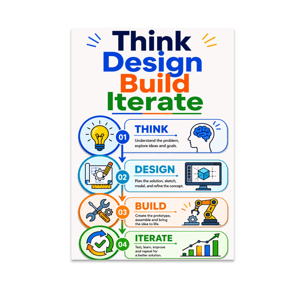 Engineering Cycle Infographic - Engineering Students - 13x19 Poster Print