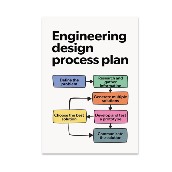 Engineering Design Process Plan - STEM Students - 13x19 Poster Print