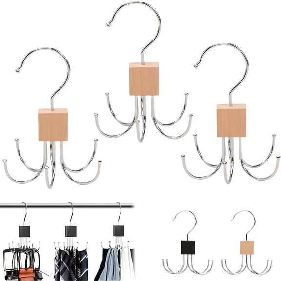 Engineering-Grade 360° Rotating Scarf Station - 6-Claw Stainless Steel Accessory Management System, Heavy-Duty Multi-Function Organizer for Belts & Ties