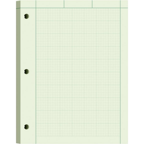 Engineering Paper 8.5 x 11, 100 Sheets Top Glue Binding Engineering Notebook, 5x5 Quad Ruled Graph Paper, 3-Hole Punched Engineering Computation Pad 8.5 x 11, Green Tint Engineering Paper Notebook