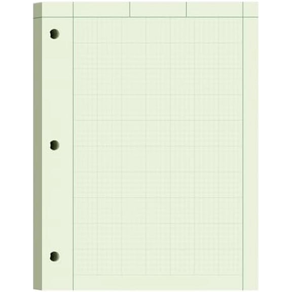 Engineering Paper 8.5 x 11, 100 Sheets Top Glue Binding Engineering Notebook, 5x5 Quad Ruled Graph Paper, 3-Hole Punched Engineering Computation Pad 8.5 x 11, Green Tint Engineering Paper Notebook