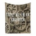 thumbnail image 1 of Engineering Soft Flannel Fleece Throw Blanket, Trust Me Im an Engineer Typography Funny Job Themed Saying on Wheels, Cozy Plush for Indoor and Outdoor Use, 50" x 70", Pale Sepia White, by Ambesonne, 1 of 6