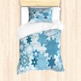 thumbnail image 1 of Engineering Theme Duvet Cover Set, Machine Tech Industry Related Abstract Repeated Mechanic Gears Graphic, Decorative 2 Piece Bedding Set with 1 Pillow Shams, Twin Size, Pale Blue, by Ambesonne, 1 of 3