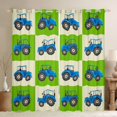 thumbnail image 1 of Engineering Vehicle Curtains, Construction Car Blackout Curtains Cartoon Tractor Curtains & Drapes, Watercolor Geometric Lattice Window Curtains, Blue Green, 1 of 5