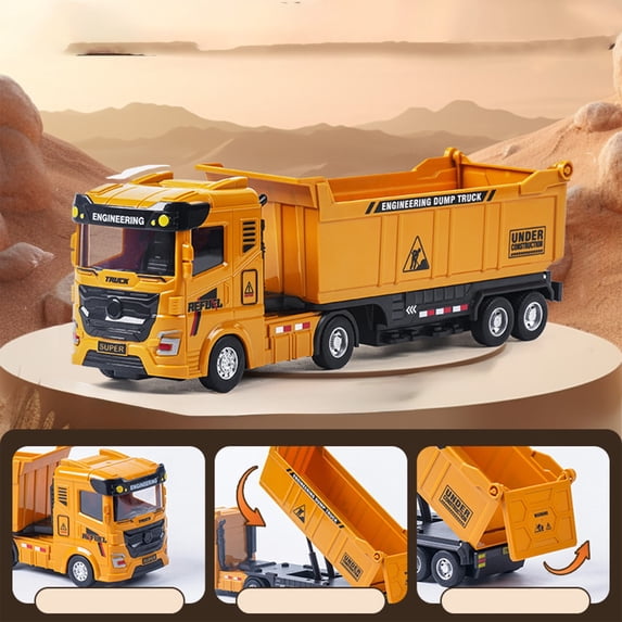 Engineering Vehicle Toy, Construction Vehicle Toy, Boys Inertial Alloy Excavator Crane Bulldozer Toy with Movable Structure and Sliding Function, Durable ABS Alloy for Early Learning and Play