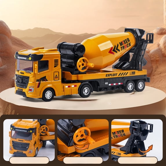 Engineering Vehicle Toy, Construction Vehicle Toy, Inertial Alloy Excavator Tanker Truck Bulldozer Toy for Boys, Movable Structure and Sliding Function Durable ABS Alloy Material