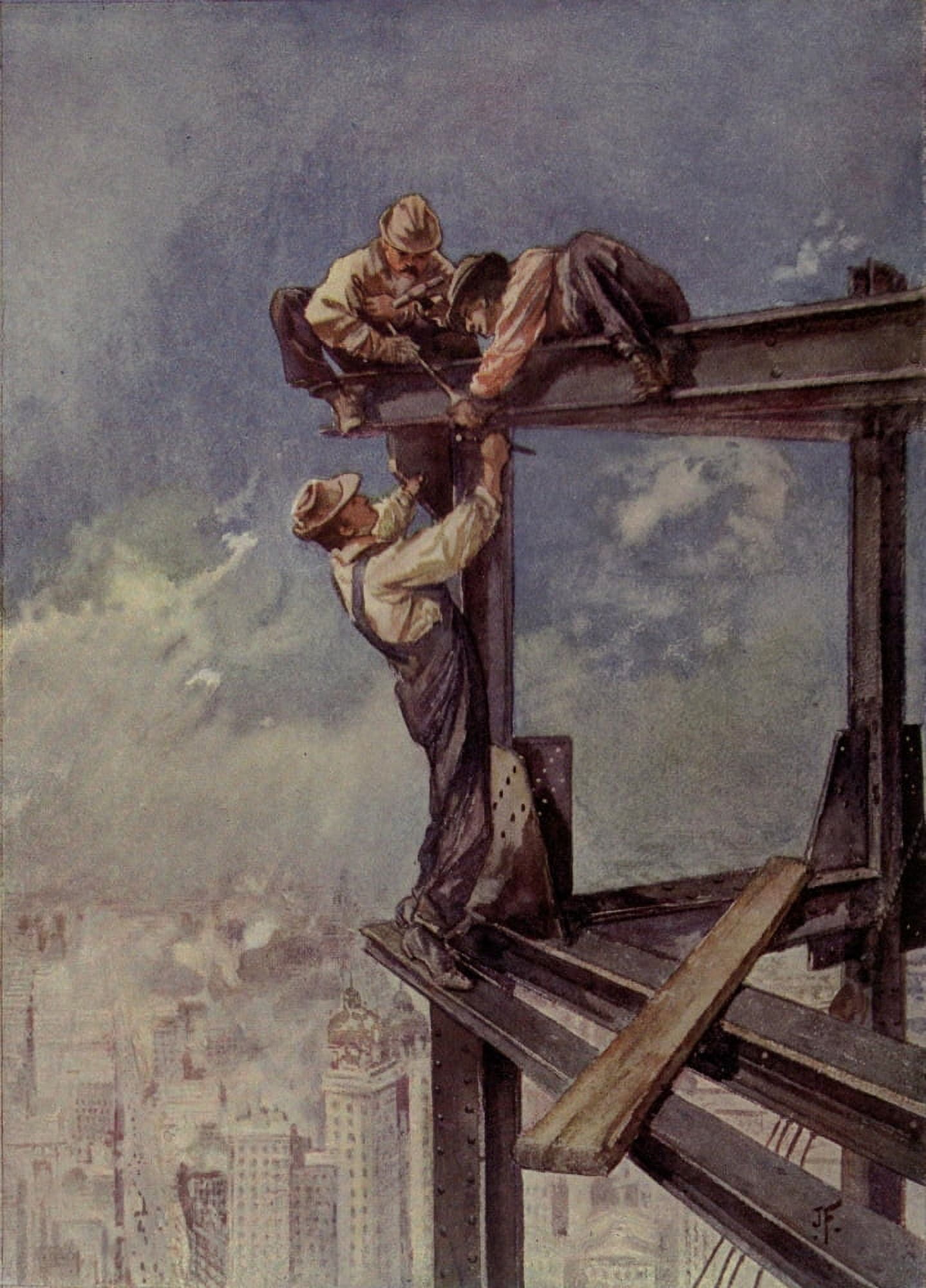 Engineering Wonders of the World 1909 Building a sky-scraper Canvas Art - Unknown (18 x 24)