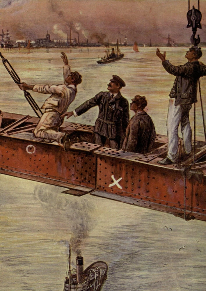 Engineering Wonders of the World 1909 Preparing to join up a bridge span Canvas Art - Unknown (18 x 24)