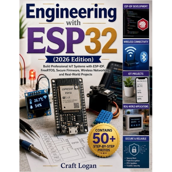 Engineering with ESP32 (2026 Edition): Build Professional IoT Systems with ESP-IDF, FreeRTOS, Secure Firmware, Wireless , (Paperback)