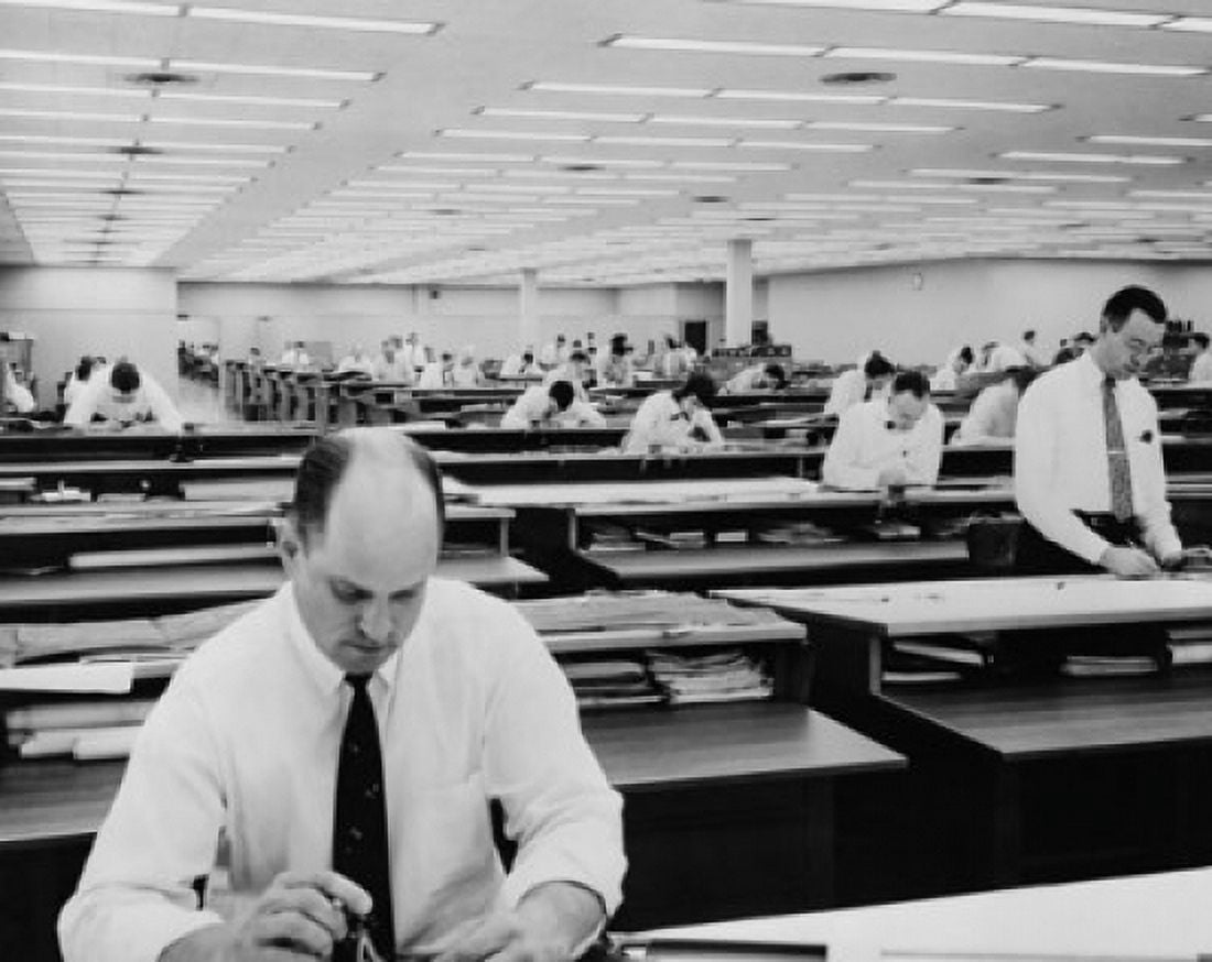Engineers working in an office Engineering Department Caterpillar Inc Peoria Illinois USA Canvas Art -  (24 x 36)