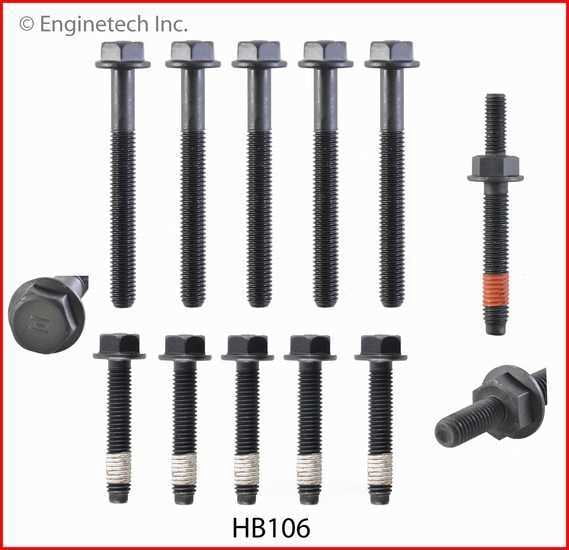 Enginetech HB106 Engine Head Bolt Set- For One Cylinder