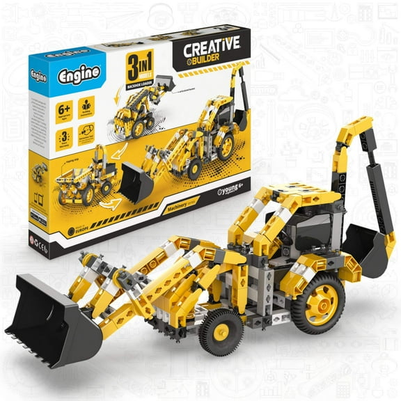 Engino Creative Builder- Backhoe Loader- 3-in-1, STEM Toys for Kids 6+