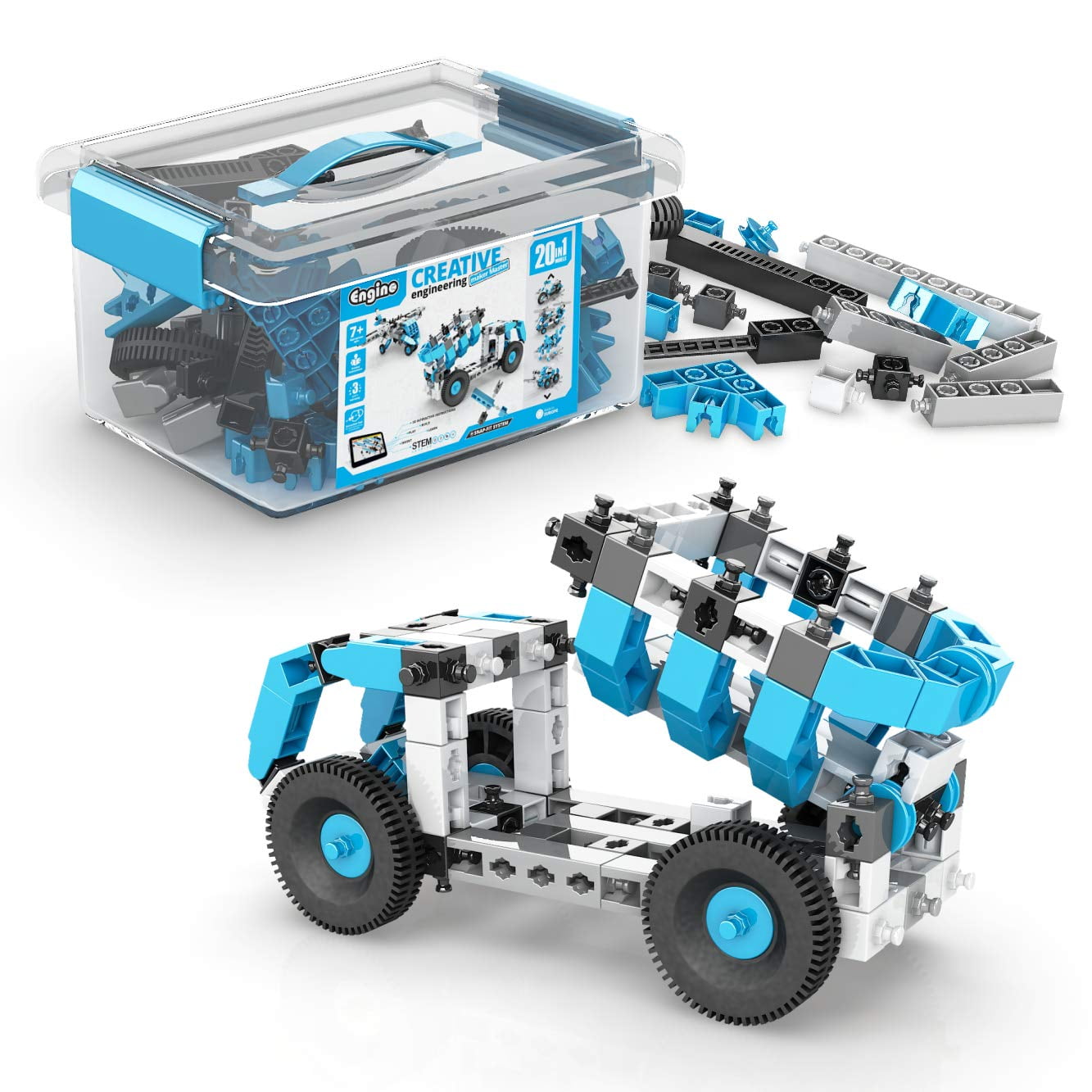 Engino Creative Engineering Stem DHF10Toys, 20 Multi Model Set, Educational Playset for Kids 7+, Construction Toys for Inventors, Gift for Boys & Girls