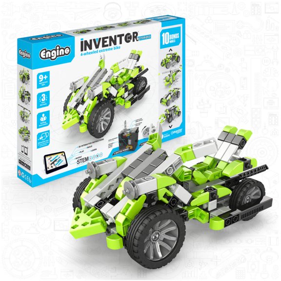 Engino- Inventor STEM Toys, Motorized 4-Wheeled Extreme Bike, Toys for Kids 9+