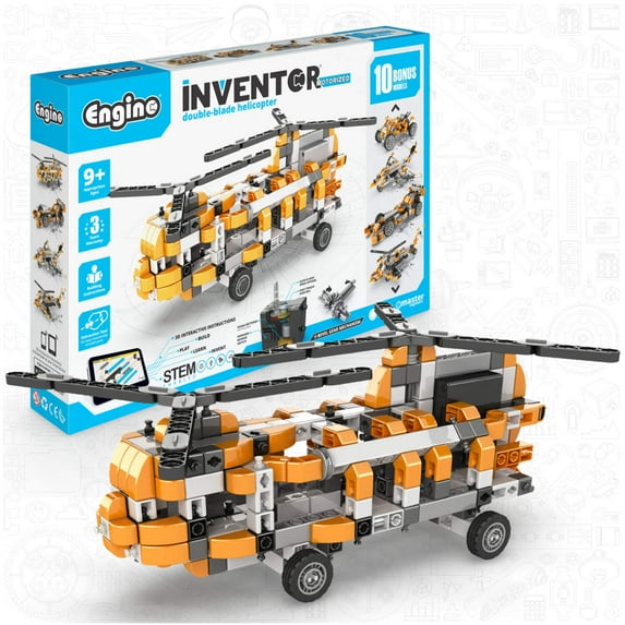 Engino- Inventor STEM Toys, Motorized Double-Blade Helicopter, Toys for Kids 9+