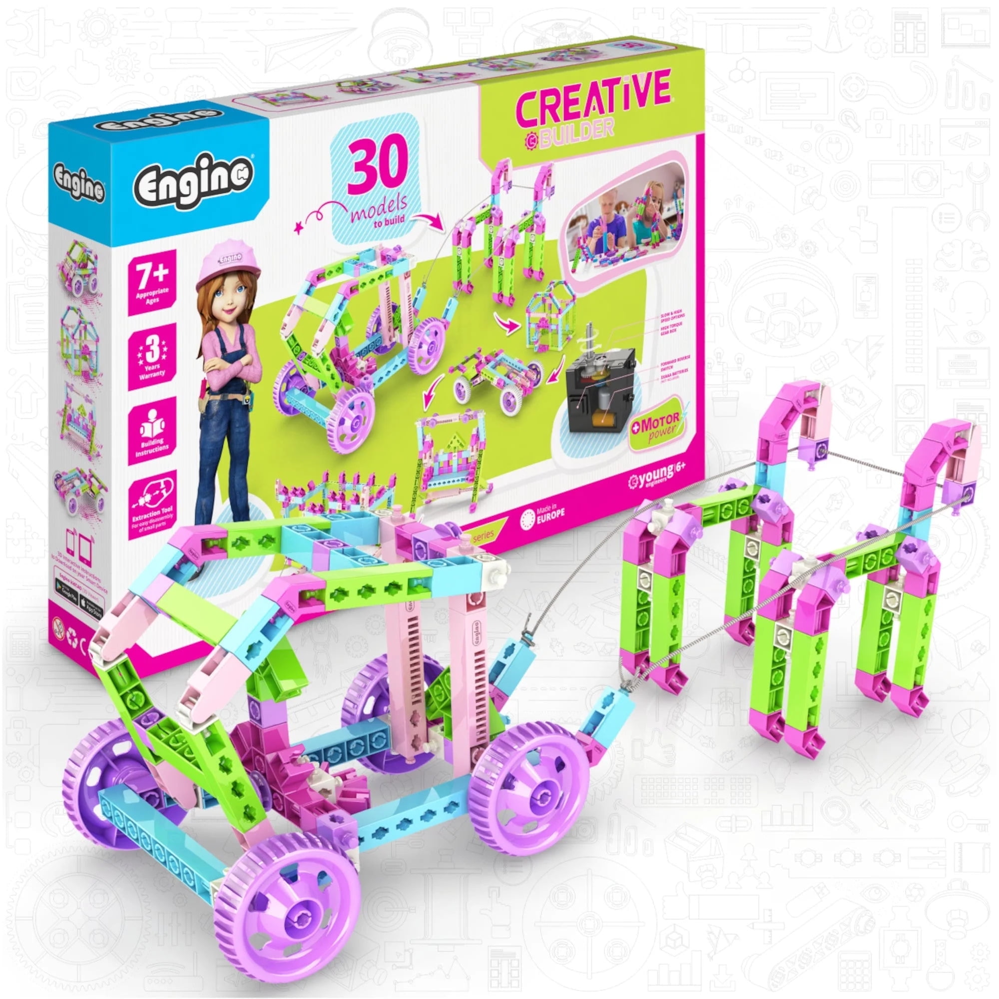 Engino- STEM Girls Building Toys, 30 Motorized Model Set, For Ages 6 ...