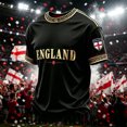 thumbnail image 1 of England 2026 Soccer Cup Fan Jersey for Men, Crewneck Short Sleeve T-Shirt with Crown & Shield Graphic, Lightweight Breathable Athletic Top, 1 PC Black L, 1 of 4