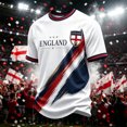 thumbnail image 1 of England 2026 Soccer Cup Fan Jersey for Men, Crewneck Short Sleeve T-Shirt with Red & White Shield Graphic, Lightweight Breathable Athletic Top, 1 PC Deep Red XXXL, 1 of 4
