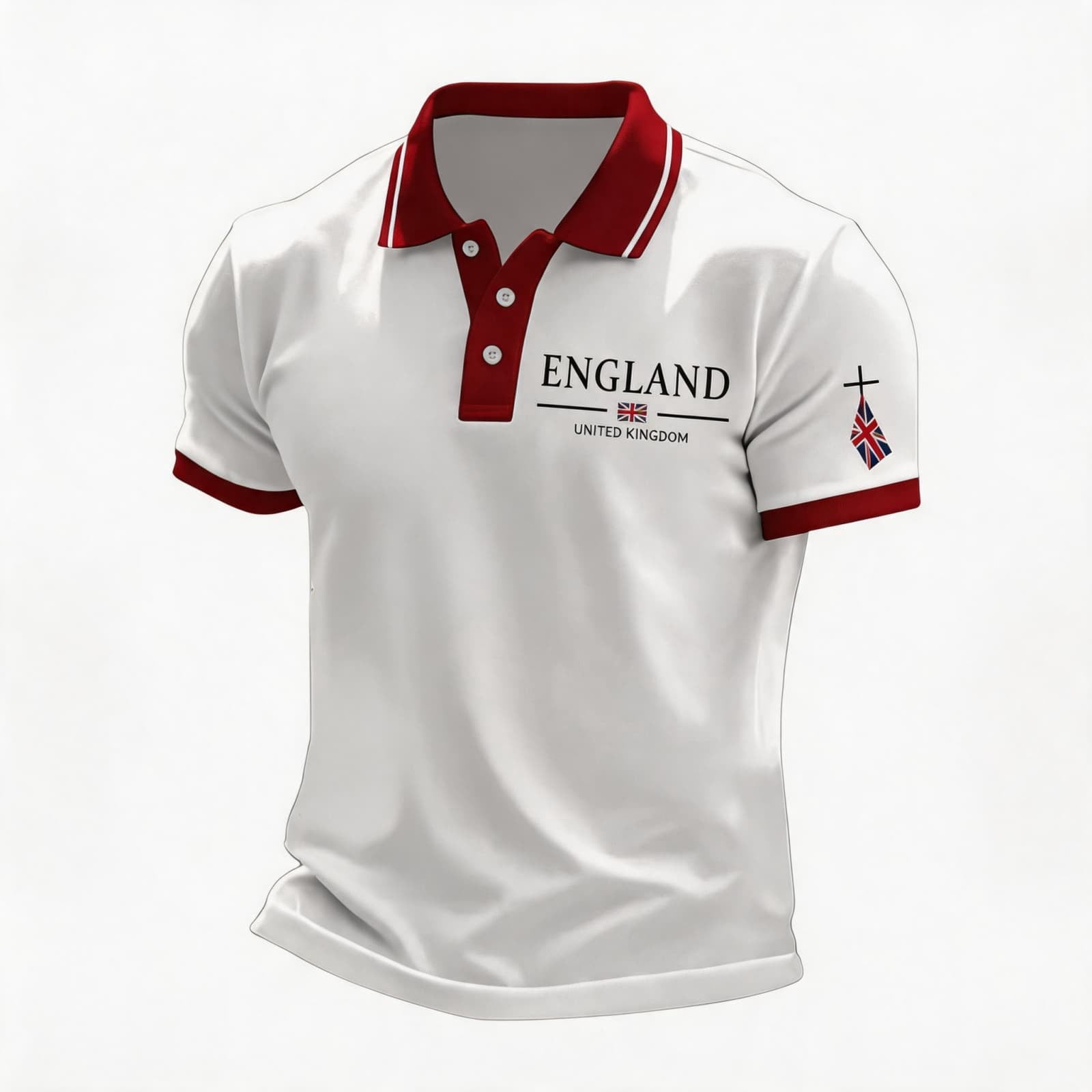 England 2026 Soccer Cup Fan Polo for Men, Short Sleeve Button
