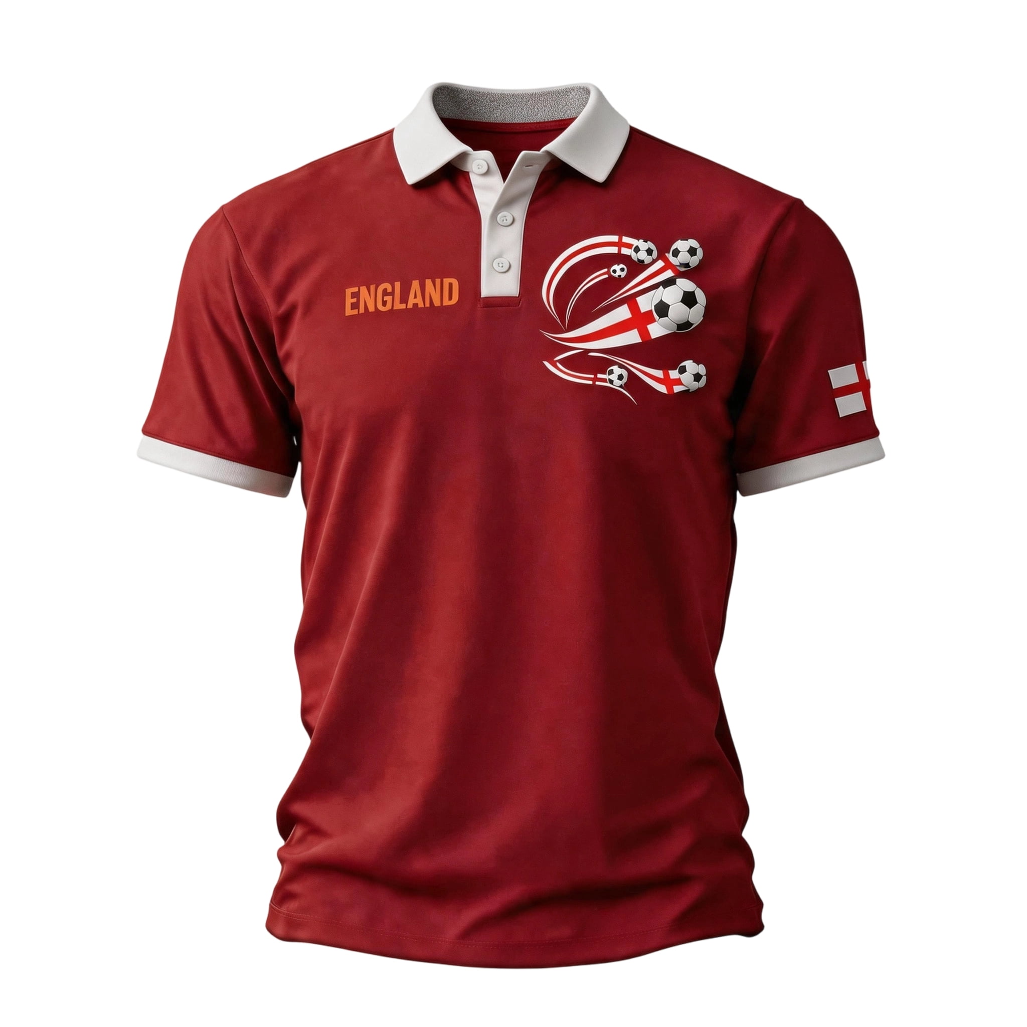 England 2026 Soccer Cup Fan Polo for Men, Short Sleeve Button