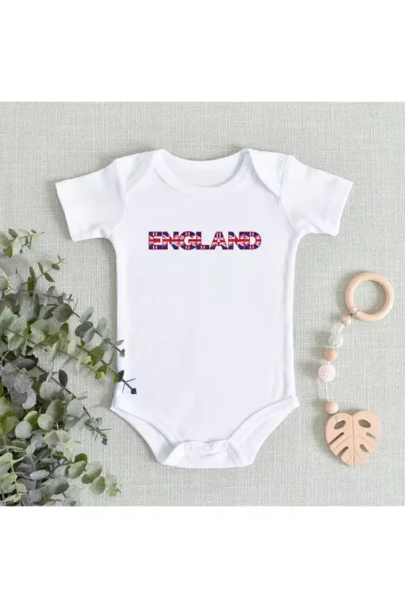 England Best Shower Gift Cute Infant Flag Symbol Baby Bodysuit Cute Baby Onesie, Baby Bodysuit Lat 4424 Cute Baby Onesie, BABY BODYSUIT LAT 4424