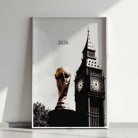England Big Ben Subtle Trophy Hand Illustrated Portrait Decor Unframed Paper Print