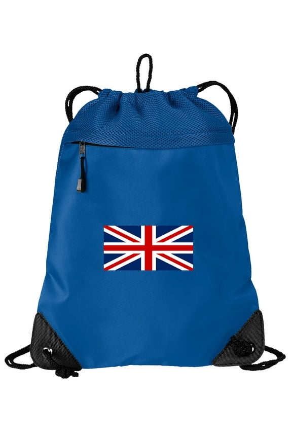England British Flag Cinch Backpack United Kingdom Drawstring Bag String Pack Mesh & Microfiber - Two Sections
