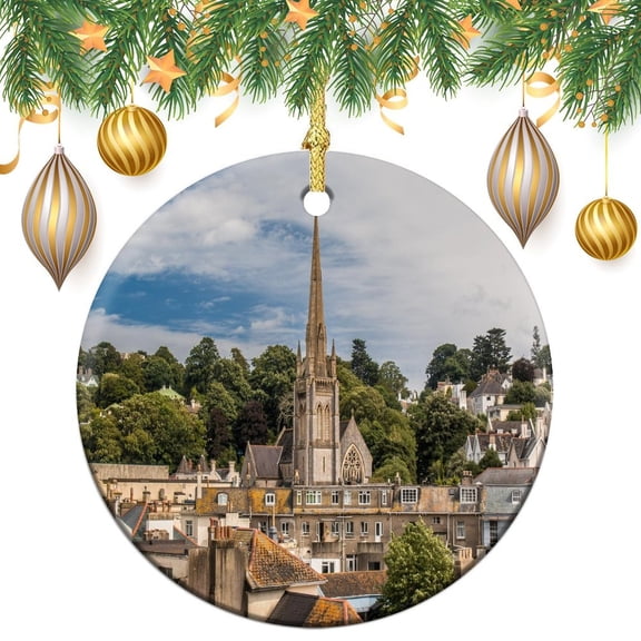 England Building Christmas Tree Ornament Cityscape Landscape Christmas Decor Ceramic Ornament Christmas Decorations Ceramic Ornaments