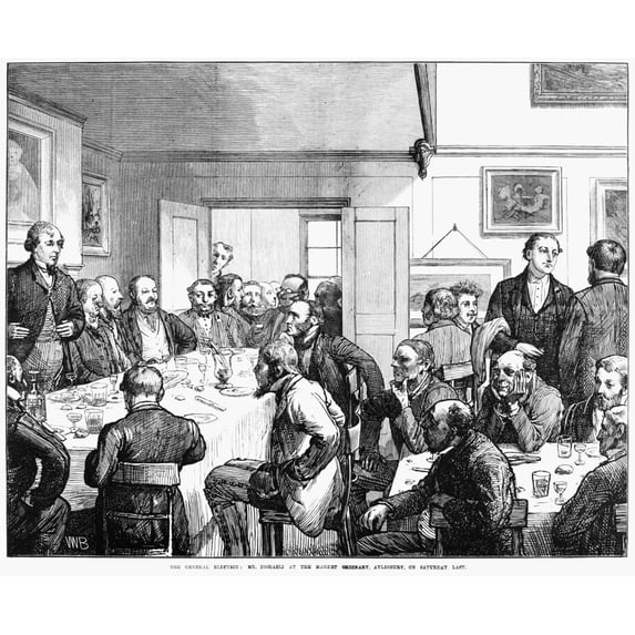 England Election 1874. N'The General Election Mr. Disraeli At The Market Ordinary Aylesbury On Saturday Last.'
